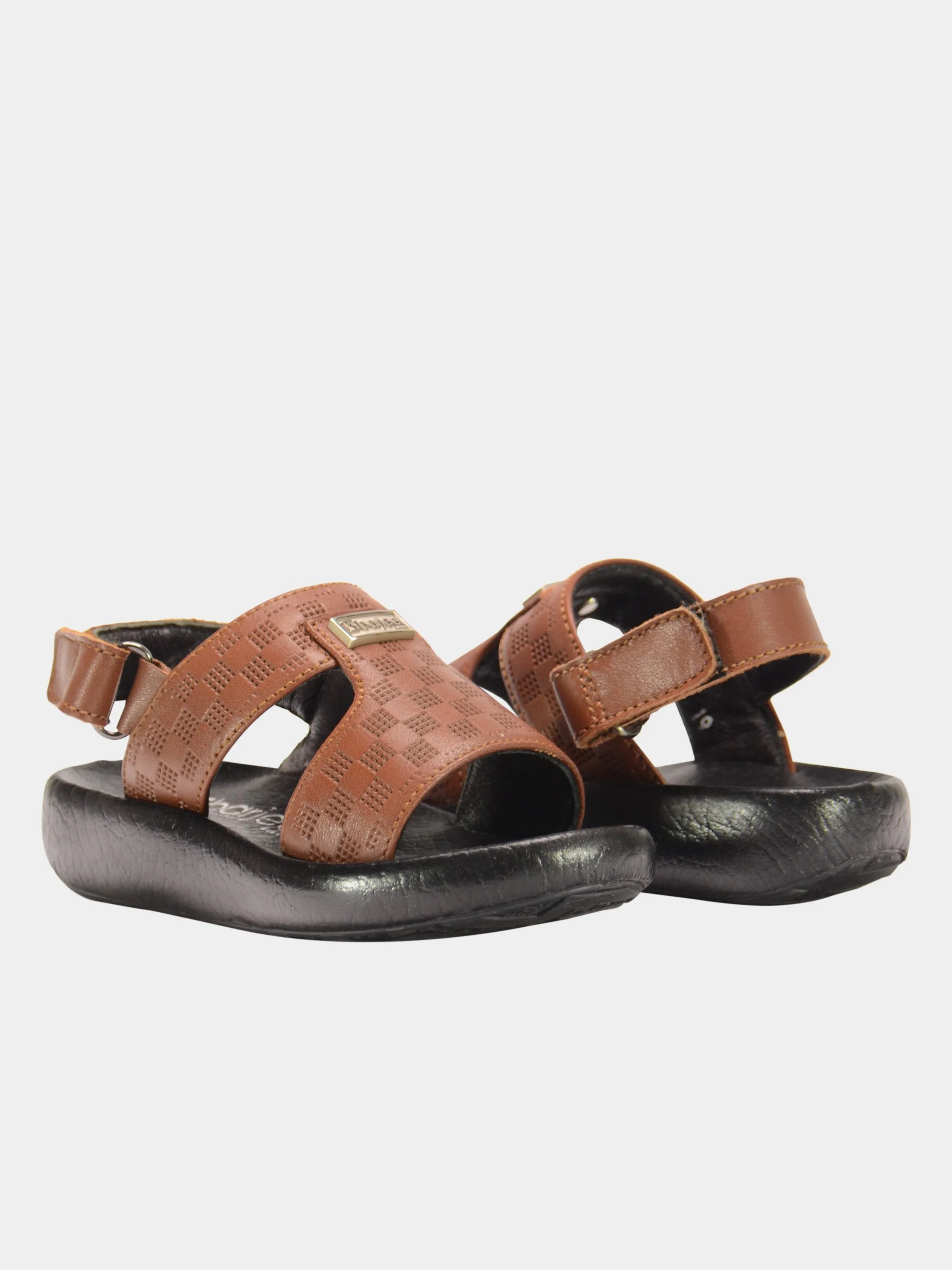 Barjeel Uno 2190510 Checked Slingback Arabic Leather Sandals