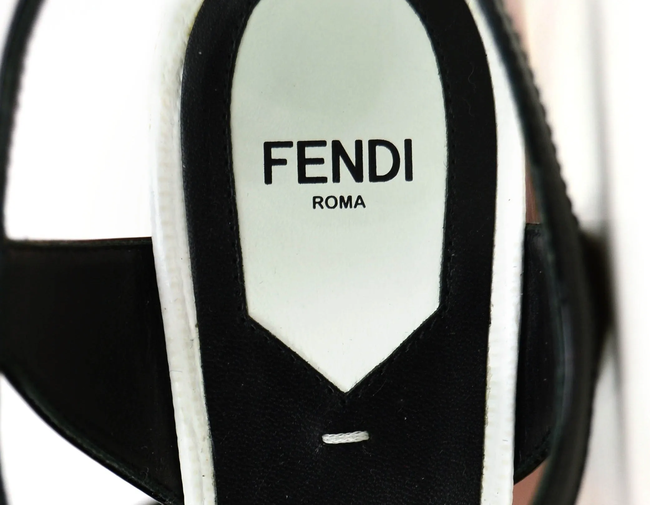 Fendi NEW Black/White/Orange Color Block Platform Sandals Sz 39