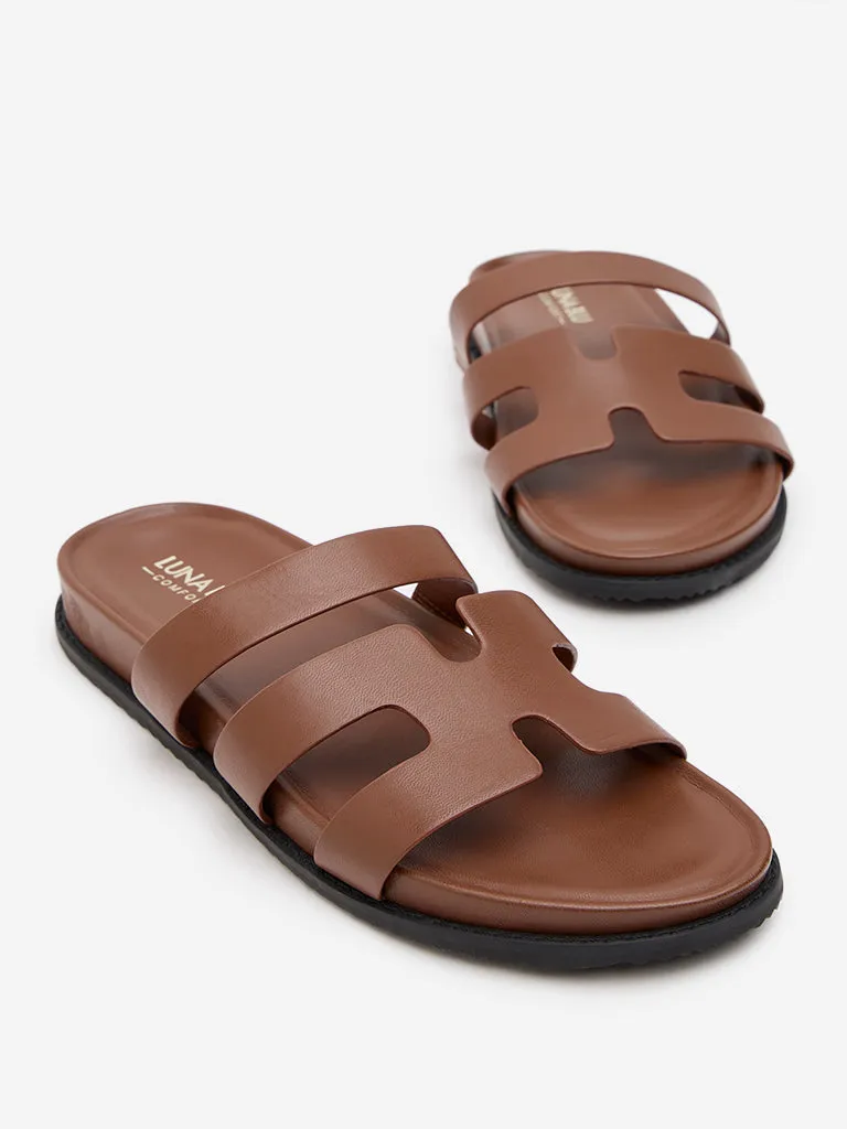 LUNA BLU Brown Cut-Out Design Comfort Sandals
