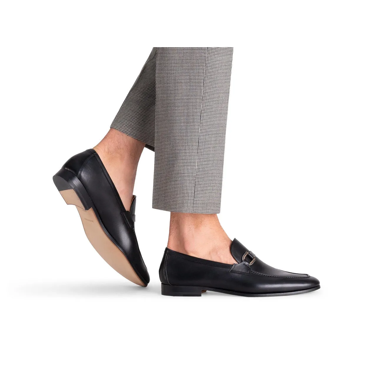 Magnanni Silvano 24385 Men's Shoes Black Calf-Skin Leather Buckle Slip-On Loafers (MAGS1139)