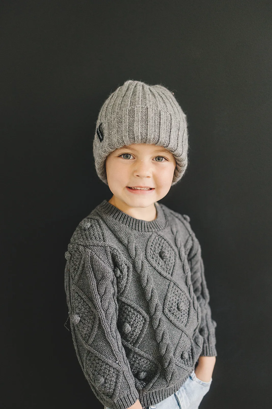 Mebie Baby Chunky Knit Beanie - Grey