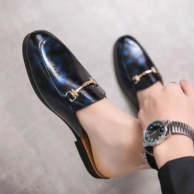 Men's Fax Leather Backless Loafers