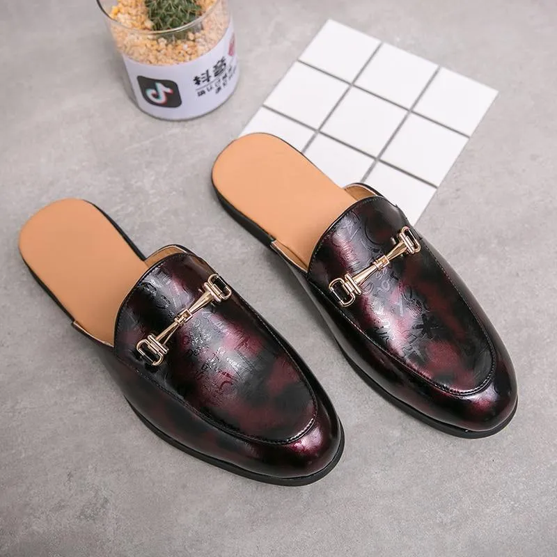 Men's Fax Leather Backless Loafers