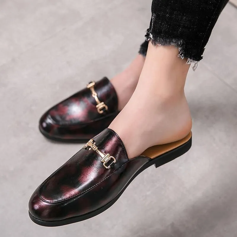 Men's Fax Leather Backless Loafers