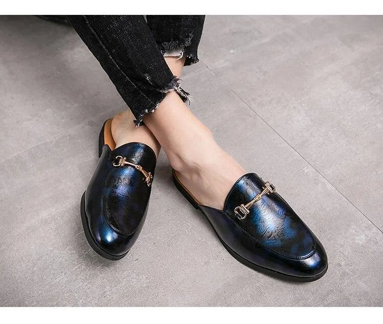 Men's Fax Leather Backless Loafers