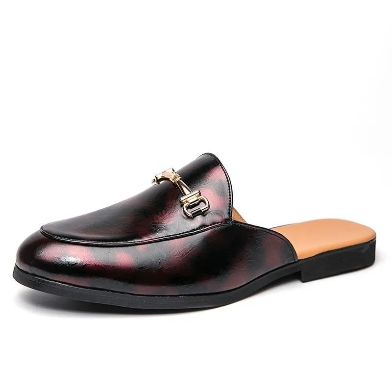 Men's Fax Leather Backless Loafers