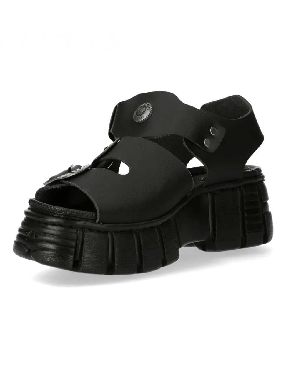 NEW ROCK Chunky Black Buckle Platform Sandals