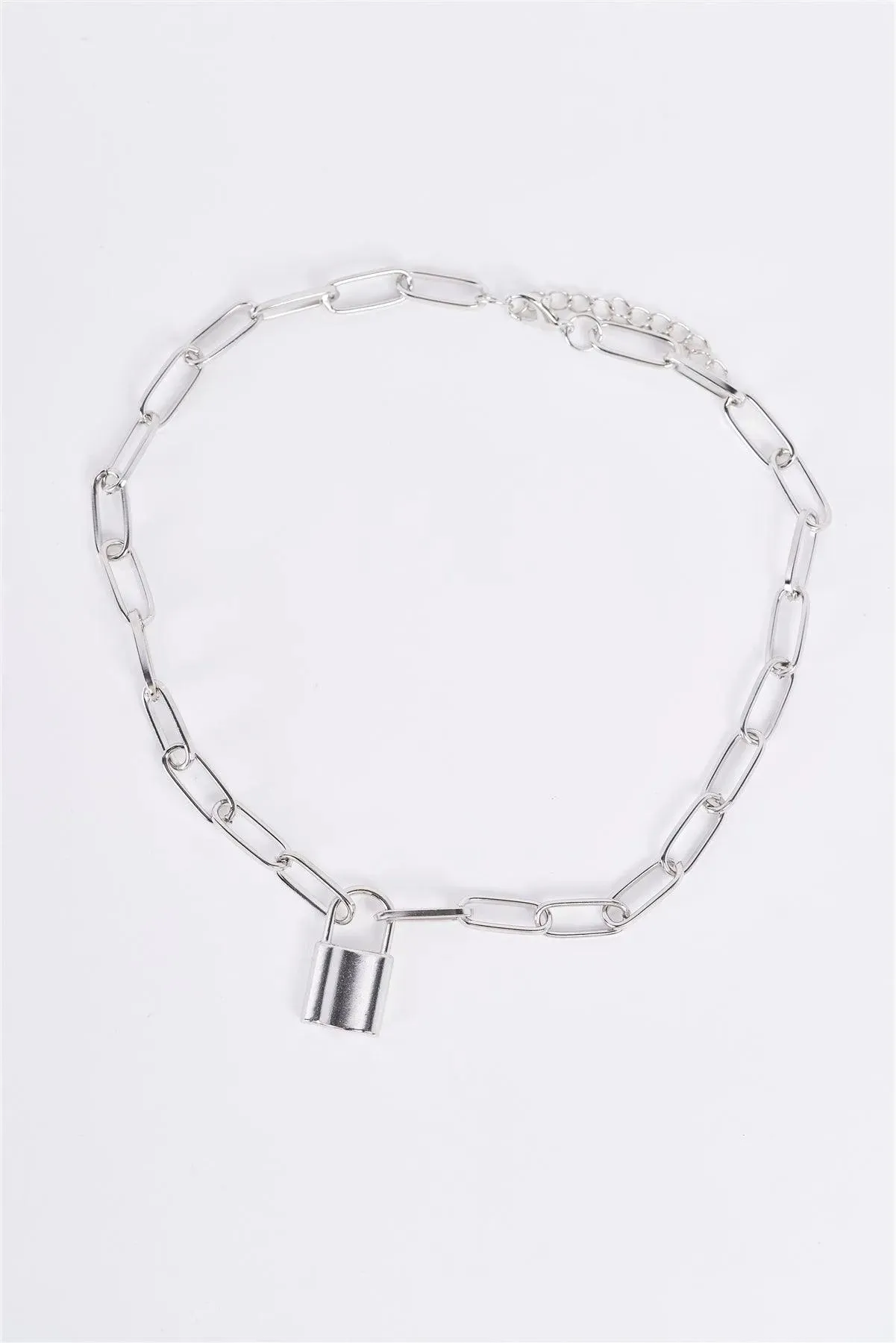 Silver Chain Link Padlock Neckless /3 Pieces