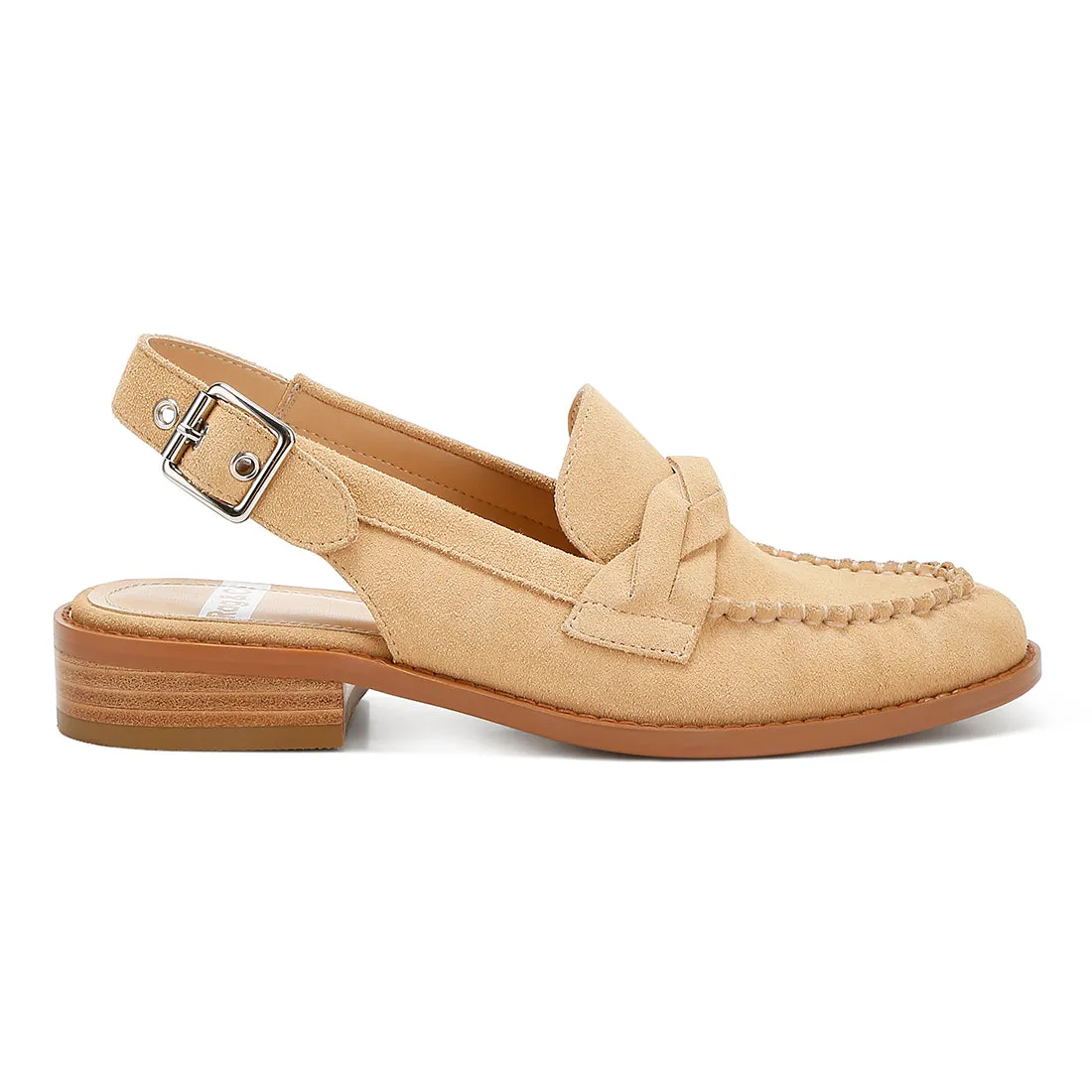 Woven Strap Slingback Loafers
